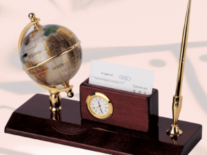 Wood Desk Gem Globe Stand With Card