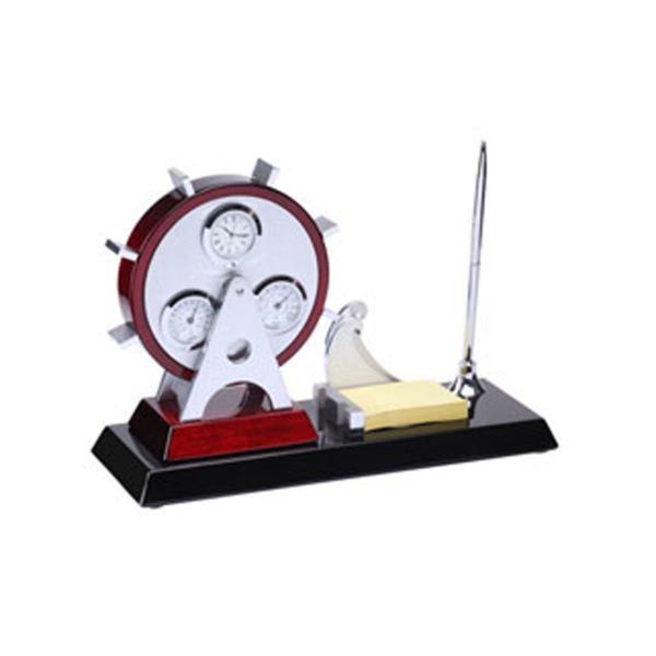 Roated Desk Clock Set With Thermometer & Hydro