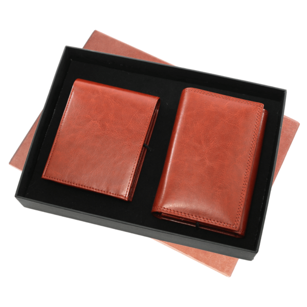 Pu Gents Wallet , Ladies Walletset Tan With Box