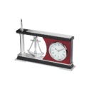 Wooden Block Metal Clock With Pen