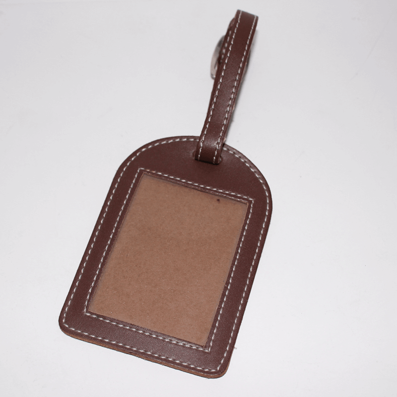 Leather Name Tag Brown