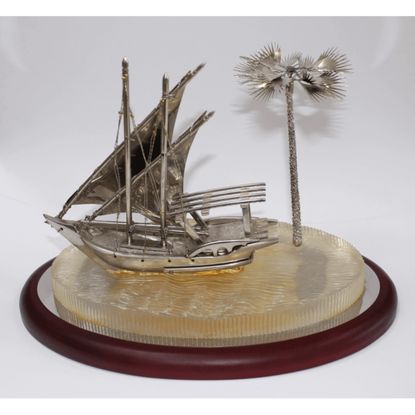 Boat With Palm Tree Silver