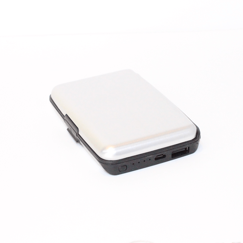 Name Card Holder With Power Bank Silver