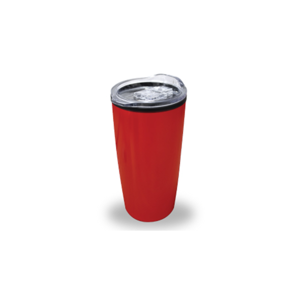 Double Wall Travel Mugs with Clear Lid - Red Color