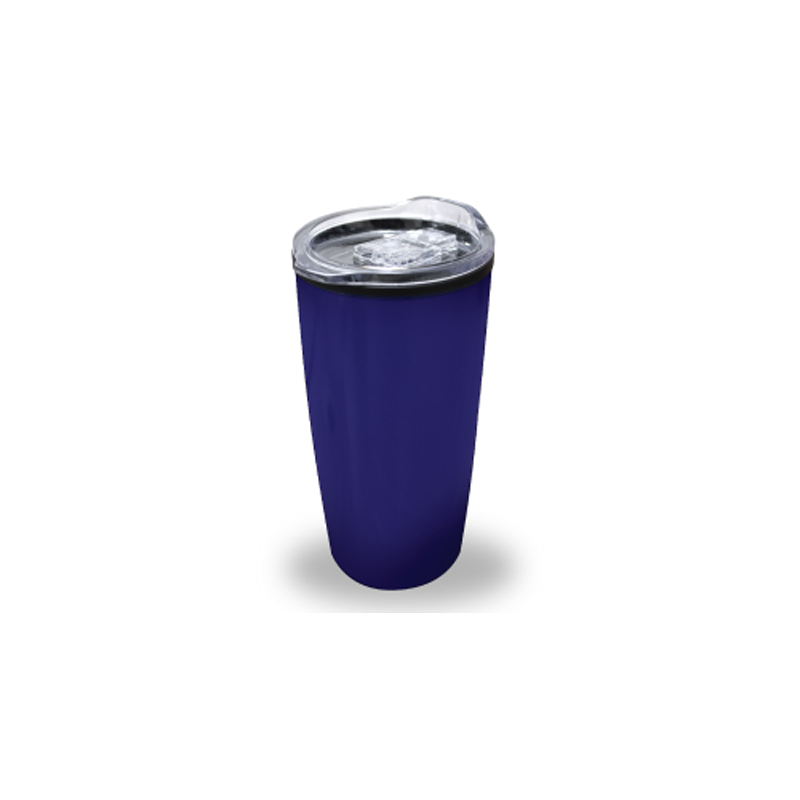 Double Wall Travel Mugs with Clear Lid - Dark Blue Color