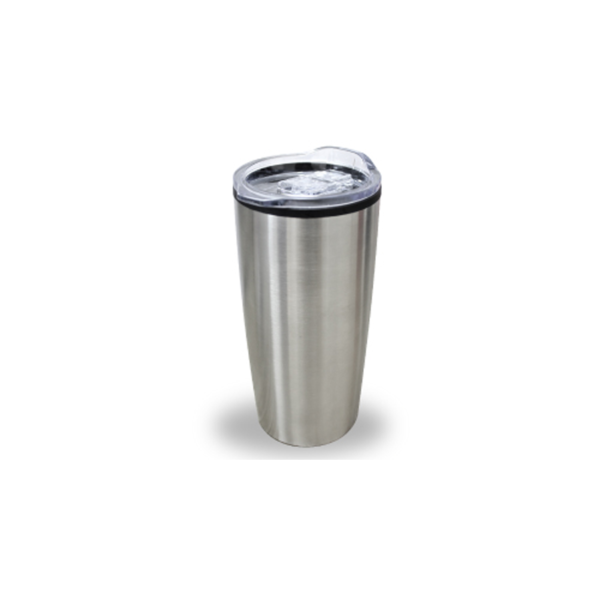 Double Wall Travel Mugs with Clear Lid - Silver Color