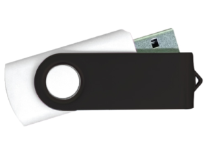USB Flash Drives - White with Black Swivel