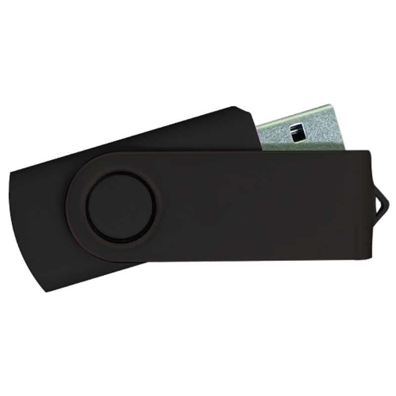 USB Flash Drives - Black with Black Swivel