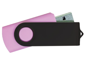 USB Flash Drives - Pink with Black Swivel