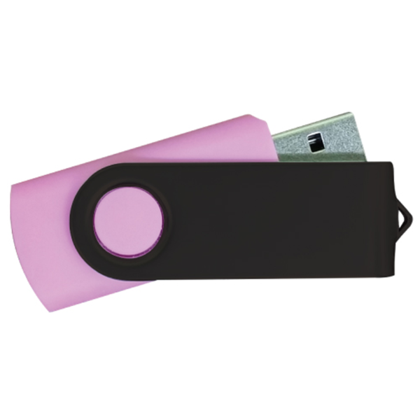 USB Flash Drives - Pink with Black Swivel