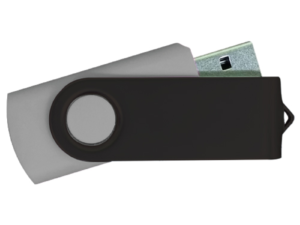 USB Flash Drives - Grey with Black Swivel