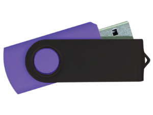 USB Flash Drives - Purple with Black Swivel