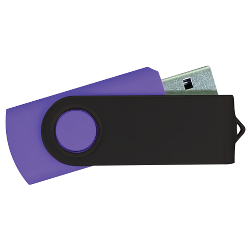 USB Flash Drives - Purple with Black Swivel