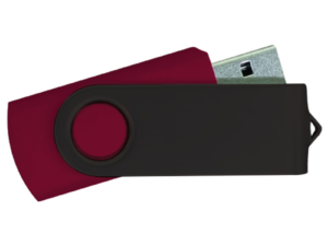 USB Flash Drives - Maroon with Black Swivel