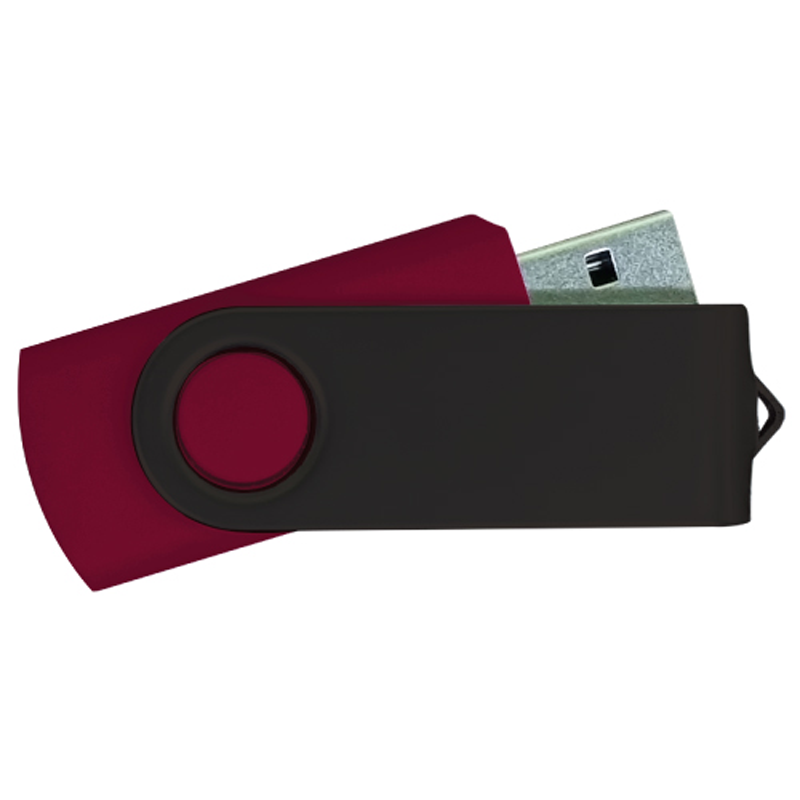 USB Flash Drives - Maroon with Black Swivel
