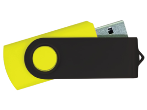 USB Flash Drives - Yellow with Black Swivel