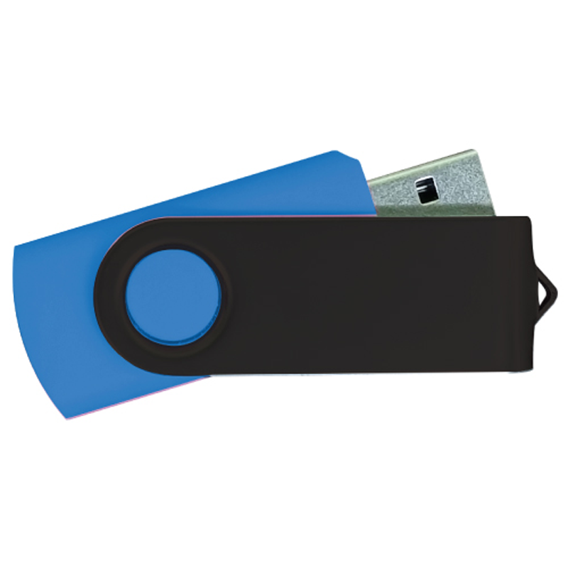 USB Flash Drives - Royal Blue with Black Swivel
