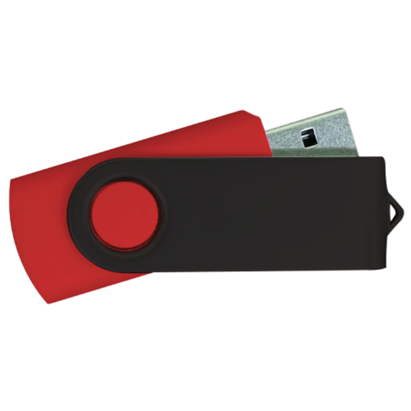 USB Flash Drives - Red with Black Swivel