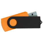 USB Flash Drives – Orange with Black Swivel