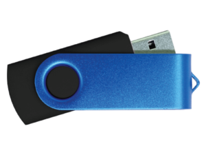 USB Flash Drives - Black with Blue Swivel