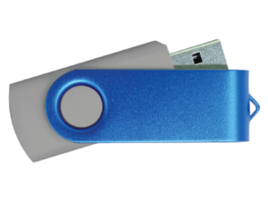 USB Flash Drives - Grey with Blue Swivel