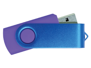 USB Flash Drives - Purple with Blue Swivel