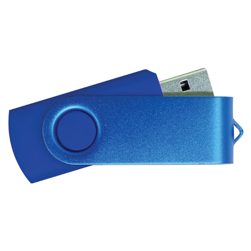 USB Flash Drives - Navy Blue with Blue Swivel