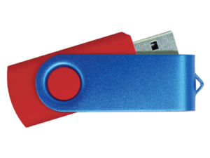 USB Flash Drives - Red with Blue Swivel