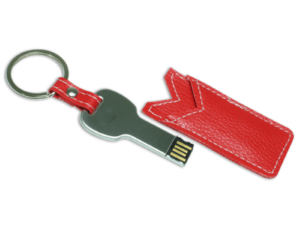 USB Flash Drives Keychain with Red Leather Cover