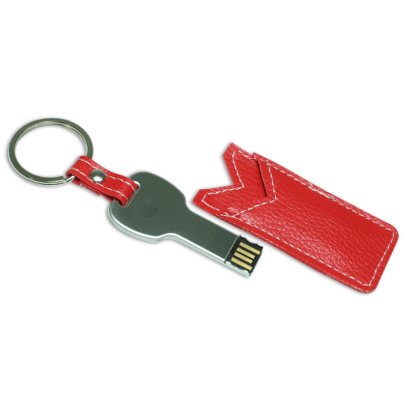USB Flash Drives Keychain with Red Leather Cover