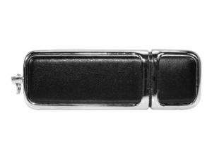 Leather with Chrome USB Flash Drives - Black Color