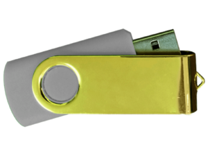 USB Flash Drives Mirror Shiny Gold Swivel - Grey