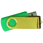 USB Flash Drives Mirror Shiny Gold Swivel – Green