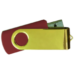 USB Flash Drives Mirror Shiny Gold Swivel – Maroon