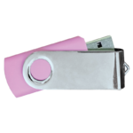 USB Flash Drives Mirror Shiny Silver Swivel – Pink