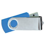USB Flash Drives Mirror Shiny Silver Swivel – Royal Blue