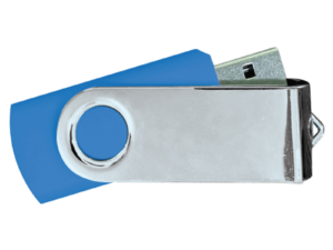 USB Flash Drives Mirror Shiny Silver Swivel - Royal Blue