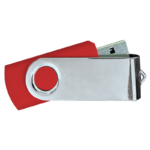 USB Flash Drives Mirror Shiny Silver Swivel – Red