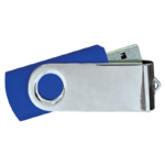 USB Flash Drives Mirror Shiny Silver Swivel – Navy Blue