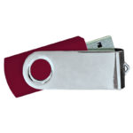 USB Flash Drives Mirror Shiny Silver Swivel – Maroon