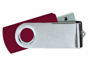 USB Flash Drives Mirror Shiny Silver Swivel - Maroon