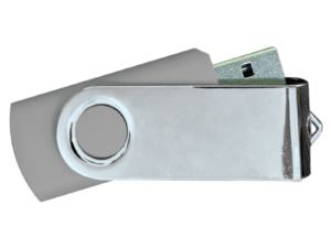 USB Flash Drives Mirror Shiny Silver Swivel - Grey