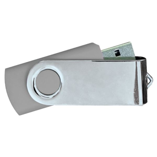 USB Flash Drives Mirror Shiny Silver Swivel - Grey