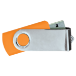 USB Flash Drives Mirror Shiny Silver Swivel – Orange