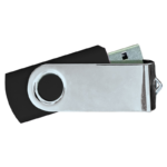 USB Flash Drives Mirror Shiny Silver Swivel – Black