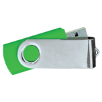USB Flash Drives Mirror Shiny Silver Swivel – Green