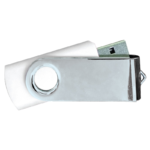 USB Flash Drives Mirror Shiny Silver Swivel – White