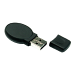 Oval Black Rubberized USB Flash Drives 4GB