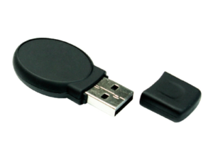 Oval Black Rubberized USB Flash Drives 4GB