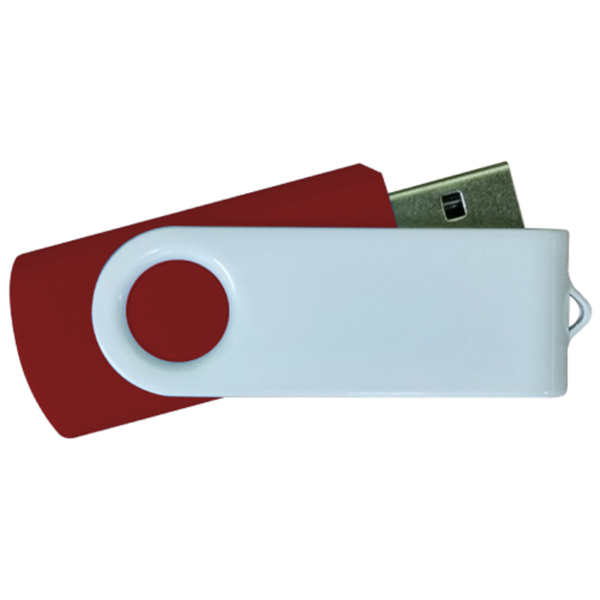 USB Flash Drives - Maroon with White Swivel
